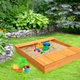 thumbnail image 3 of Gymax Wooden Sandbox Kids Children Outdoor Toy Playset w/ Storage Box Seat, 3 of 9