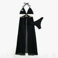 thumbnail image 4 of YFELWZ Women's Plus Size Solid Color Slim Fit Triangle Swimsuit Bikini Set Beach Pool Black L, 4 of 7