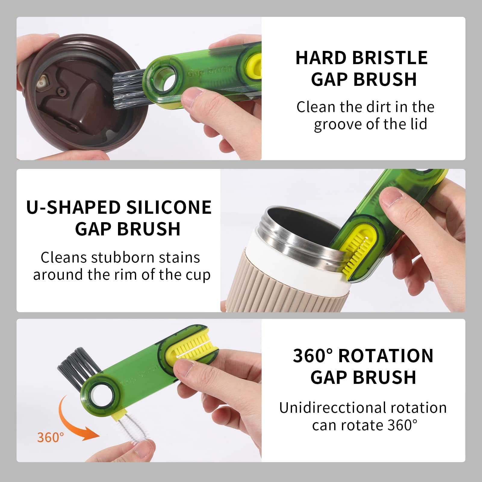 GDSAFS 3 in 1 Multifunctional Cleaning Brush, 3 in 1 Tiny Bottle Cup Lid  Detail Brush