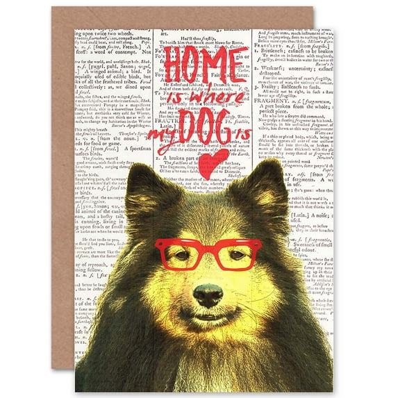 Birthday Upcycle Dictionary Dog Home Quote Greetings Card Plus Envelope Blank inside