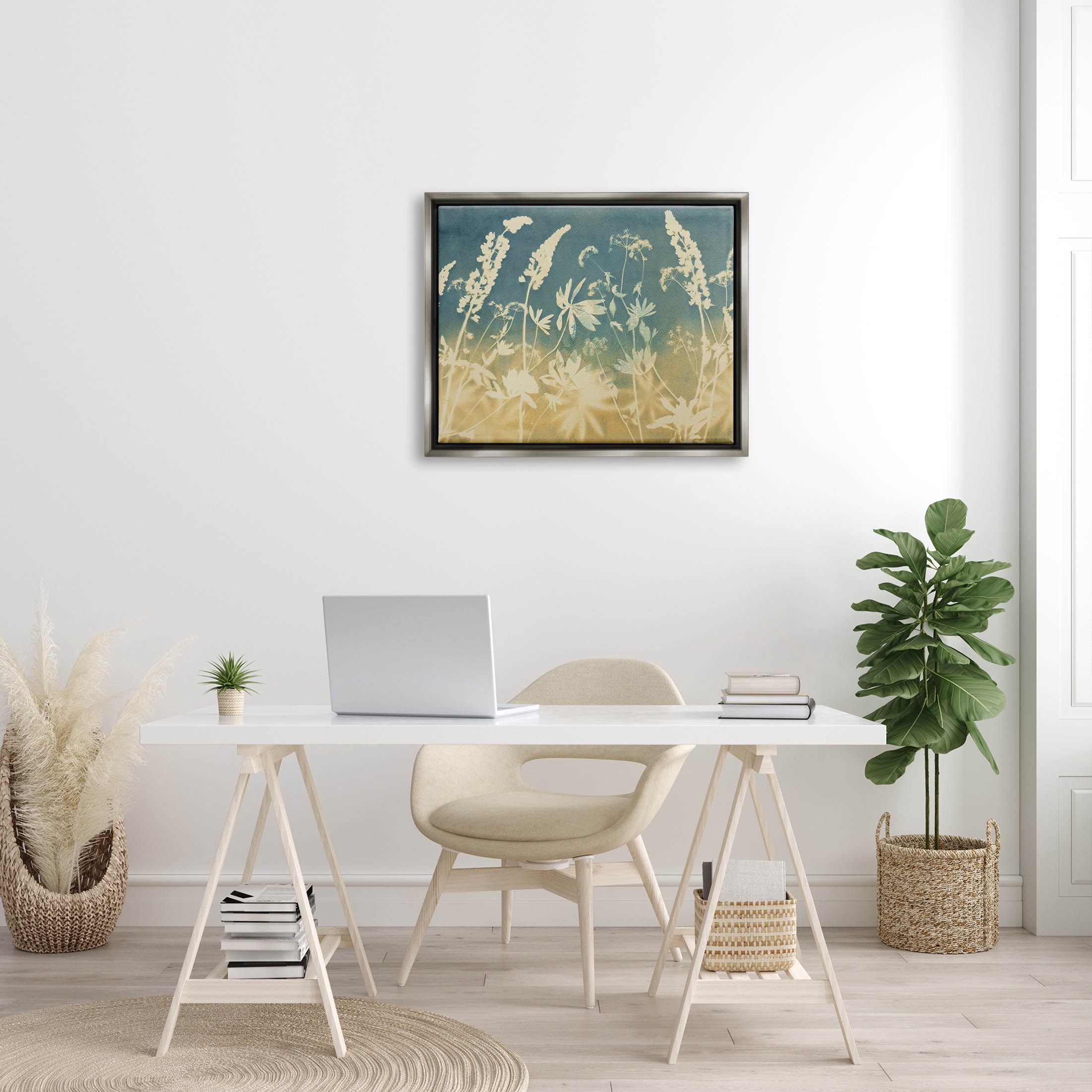 Stupell Industries Modern Flower Meadow Botanicals Graphic Art Luster Gray Floating Framed Canvas Print Wall Art, Design by Liz St. Andre