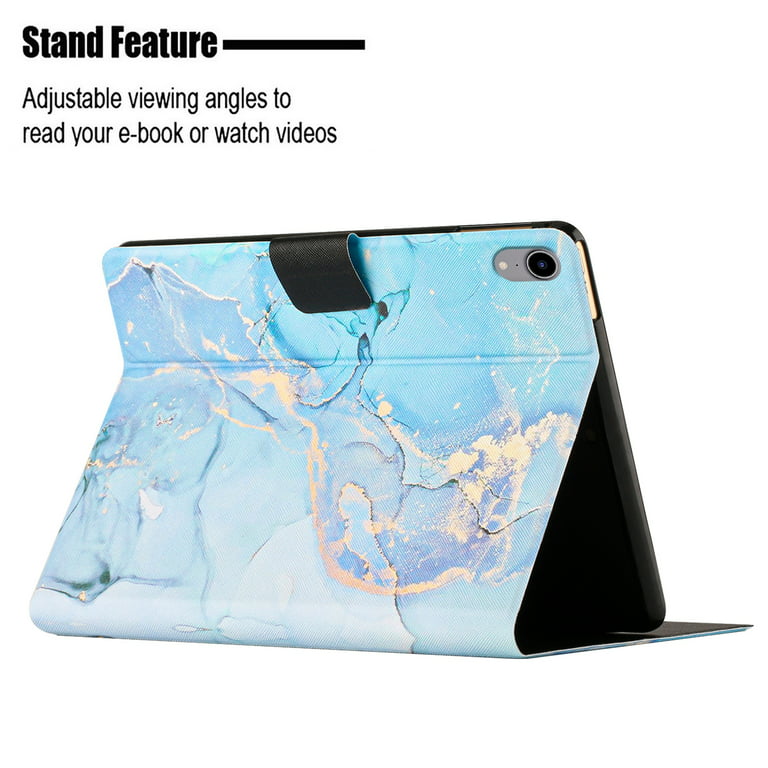 Dteck Marble Pattern Case for iPad 10th Generation 10.9 inch,Magnetic Smart  Leather Card Slot Wallet Case Shockproof Rubber Kickstand Automatic  wake/sleep Cover,Blue Marble 