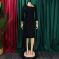 thumbnail image 3 of AURA Plus Size Summer Office Pencil Midi Dress Three Quarter Sleeve Pleated Professional African Elegant Work Dress, 3 of 10