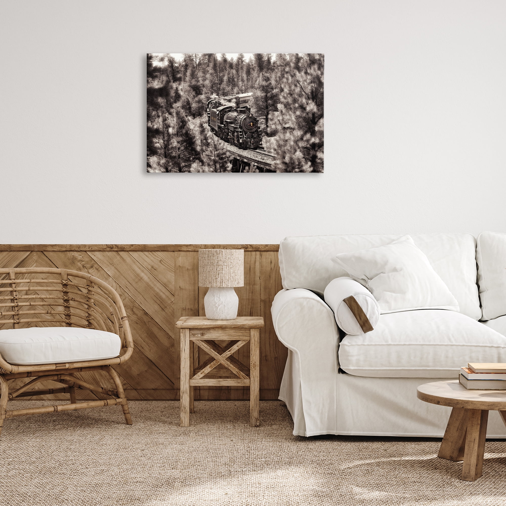 Stupell Industries Train on Curving Path Transportation Photography Wrapped Canvas Art Print Wall Art, 30 x 20
