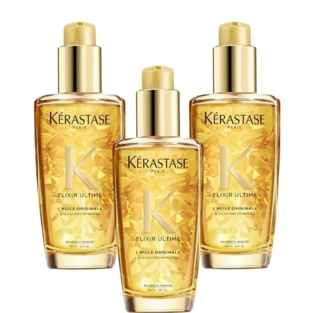 Kerastase Elixir Ultime L'huile Originale Shine Hair Care Oil 100ml 3 Pack