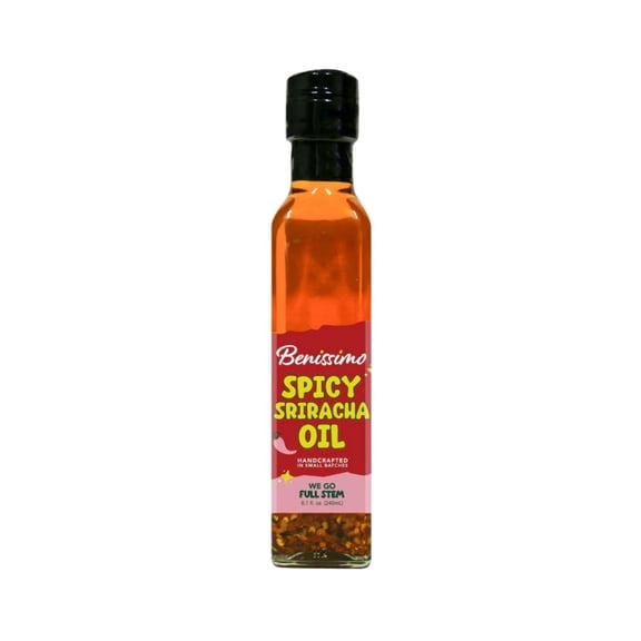 Benissimo Spicy Sriracha Olive Oil, Herb Infused Cooking Oil, 8.1 oz