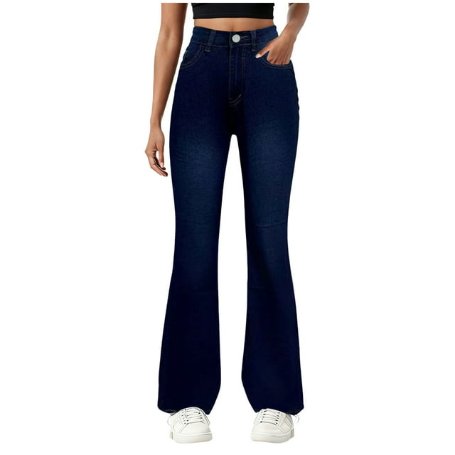 HSMQHJWE Women's Totally Shape Stretchy Bootcut Flare Denin Jeans Slim Fitting Stretchy Washed Denim Flared Jeans