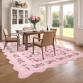 thumbnail image 2 of Scalloped Edge Floral Area Rug – Pastel Botanical Print, Vintage-Inspired Washable Carpet for Living Room, Bedroom, or Nursery, 2 of 11