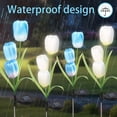 thumbnail image 3 of 2 Pack 6 Solar Flowers,Waterproof Solar Garden Flowers,LED Solar Flowers,Solar Tulip Lights for Lawn Garden Terrace Party(PVC 24.4 in,Blue,White), 3 of 9
