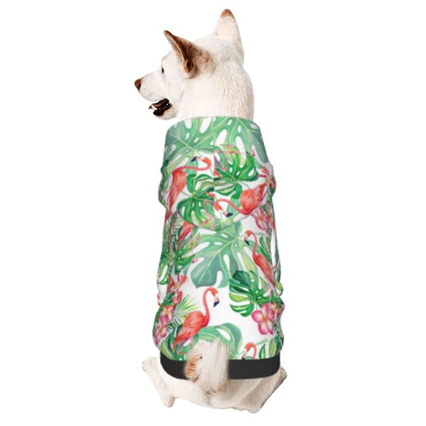 Balery Flamingo And Monstera Sudadera con Capucha para Perros Pequeños – Ropa para Mascotas, Disfraz para Perros y Gatos, Ideal para Fiestas y Cosplay-Medium