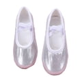 thumbnail image 2 of ZHOGXU Toddlers Kids Girls Glitter Satin Ballet Dance Shoes Non Slip Soft Sole Comfortable Breathable Yoga Shoes For Performance Indoor Wear,Silver,3-3.5 Years, 2 of 3