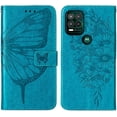 thumbnail image 5 of Compatible for Moto G Stylus 5G Case Wallet,[Kickstand][Wrist Strap][Card Holder Slots] Butterfly Floral Embossed PU Leather Flip Cover for Moto G Stylus 5G 2021 Case (Blue), 5 of 18