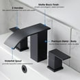 thumbnail image 2 of Matte Black Bathroom Sink Faucet 8 Inch Widespread Faucets Set with Pop Up Drain 3 Hole 2 Handles Stainless Steel Lavatory Vanity Faucet Waterfall Spout Deck Mounted, 2 of 9