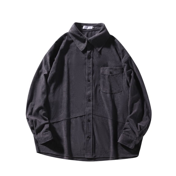 WREESH Men's Corduroy Button-Down Shirt Long Sleeve Fall Casual Shirt with Chest Pocket, Warm Layering Top Casual