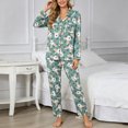 thumbnail image 3 of NKOOGH 2 Piece Set Women's Nightgowns Comfortable Sets Lightweight Pajama Long Sleeve with Pockets Button Up Sleepwear, 3 of 5