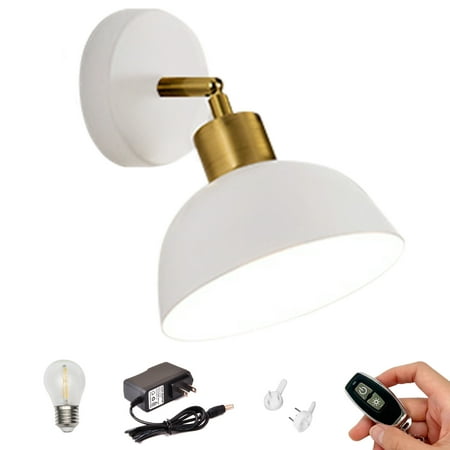

Kiven Battery Operated Wall Lamp Modern Rechargeable Wall Sconces with Iron Lampshade E26 Socket Warm White Bulb Included(1 Light)