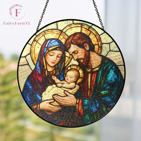 Acrylic Nativity Scene Suncatcher, Christian Window Hanging Decor