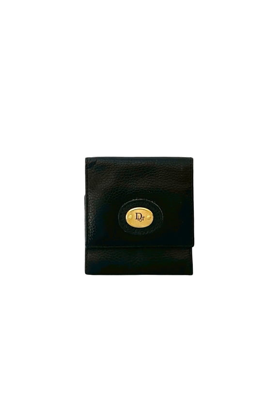 Pre-Owned Christian Dior Logo Leather Coin Case, Black, 04061 (Good)