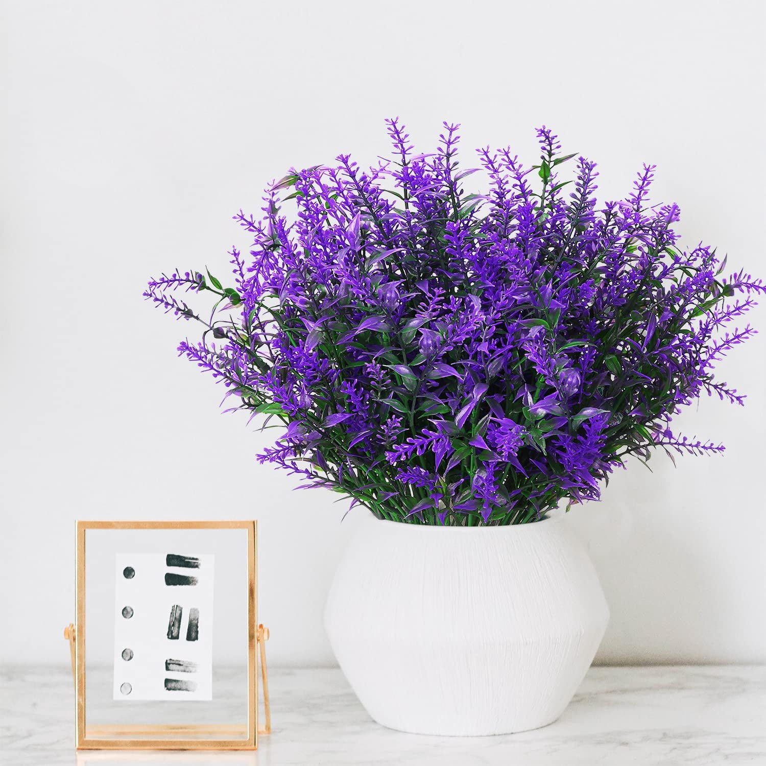 8 Bundles Artificial Lavender Flowers, Faux Outdoor Lavender Flowers UV Resistant Fake Lavender Plants for Garden Porch Window Box Filler Indoor Home Decoration  (Purple)