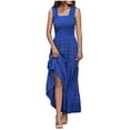 thumbnail image 1 of Birdeem Womens Sleeveless Extra Long Solid Shoulder Strap Dot Tank Top A-Line Hem Layered Dress, 1 of 5