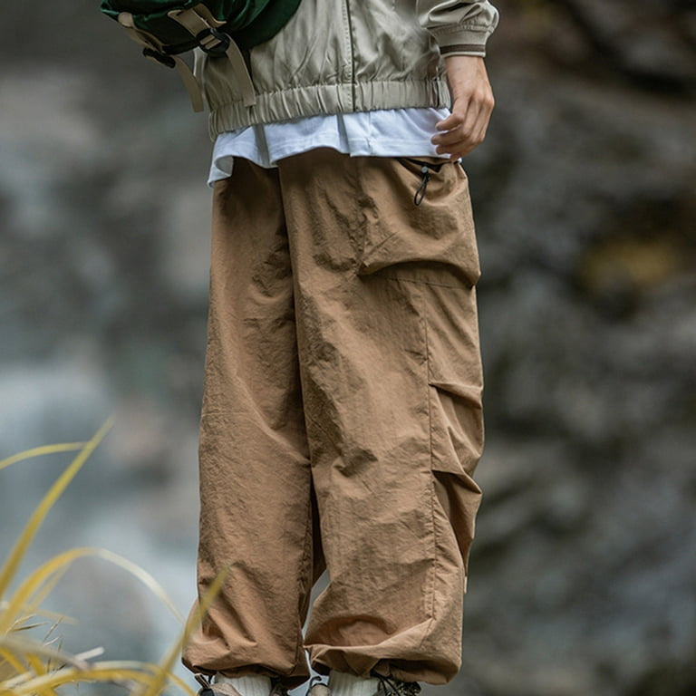 YLSDY Men's Cargo Pants Drawstring Elastic Waist Wide Leg