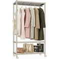 thumbnail image 1 of M MZG Heavy Duty Rolling Garment Rack Wire Clothes Rack for Hanging Clothes, Metal Closet Rack 3-Tier Clothing Rack Gold 17.7" D x 33.5" W x 70.3" H, 1 of 8