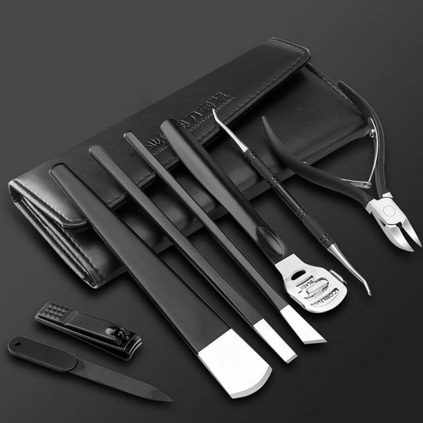 Juego de Cortaúñas de Uñas Y Elevador de Uñas, de Uñas de Los Pies con Tenedor para Piel Muerta, Pinza para Uñas de Los Pies, Cortaú - NEGRO Baoblaze Cortauñas
