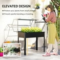 thumbnail image 4 of Outsunny Raised Garden Bed with Greenhouse Cover, Elevated Garden Box with Legs and Drainage Hole for Vegetables, Black, 4 of 9