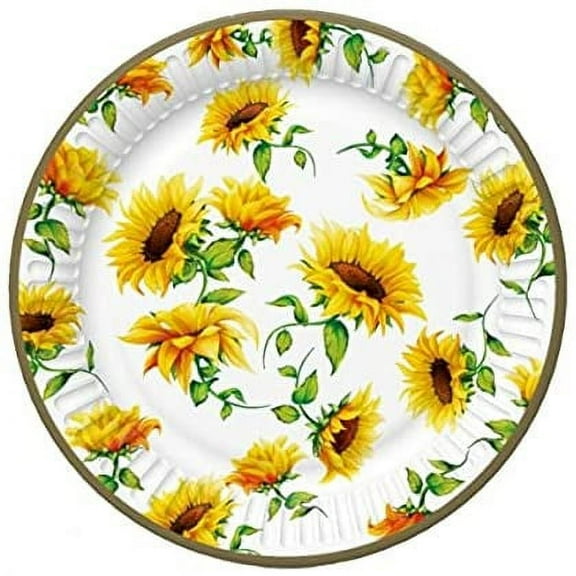 European Excellency, SUMMER MADNESS Dessert Plates, Disposable Summer Sunflower Paper Plates, Party Supplies for Birthdays, Pool Party, Wedding, and More - Recyclable & Eco-Friendly - 7 inch (24pcs)