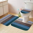 thumbnail image 2 of Blue Brown Grey Bath Mat 3 Piece Bathroom Rug Set, Vintage Stripe Farmhouse Wood Grain Non Slip Bath Rug Contour Mat and Toilet Lid Cover, Absorbent Shower Mats Soft Bath Rugs and Mats Sets, 2 of 8
