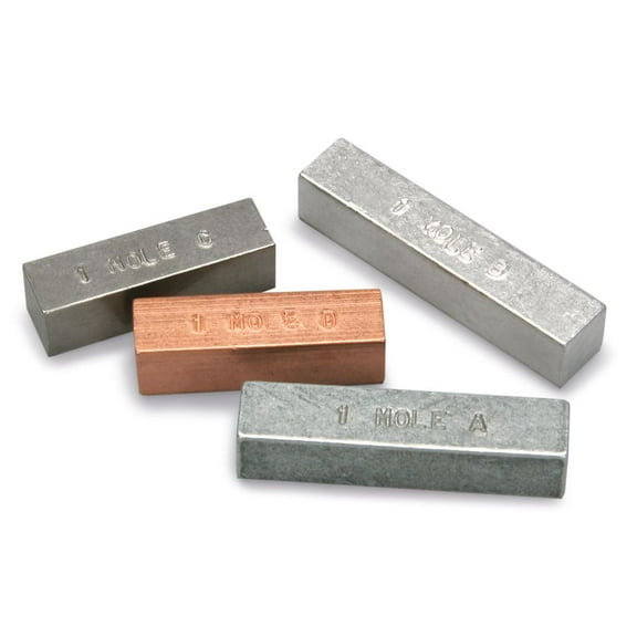 Mole Set, Each Specimen In The Set Is One Mole Of Aluminum, Copper, Iron, Or Zinc