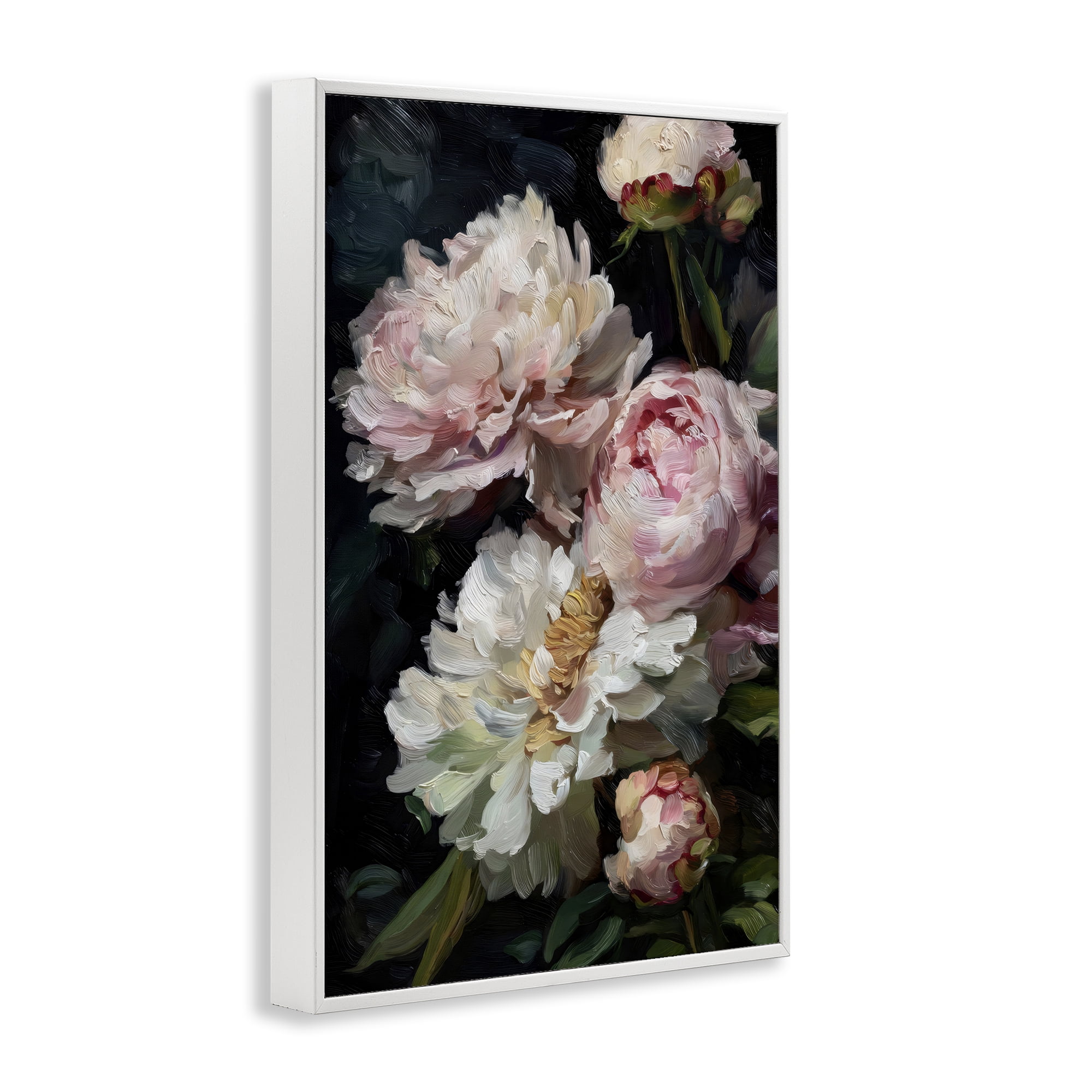 Stupell Industries Soft And Moody Peonies White Framed Giclee Art, design by Petal Prints Design