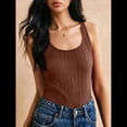 thumbnail image 4 of Camisetas Sin Mangas para Mujer, de Punto, con Cuello en U, Básicas e Informales de Verano. Marrón Oscuro L, 4 of 9