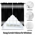 thumbnail image 3 of White Stripes Swag Valances for Windows 2 Pack Geometric Black Background Swag Kitchen Curtains 45 Inches Long Rod Pocket Short Window Treatment for Kitchen Bathroom 36"x45", 3 of 8