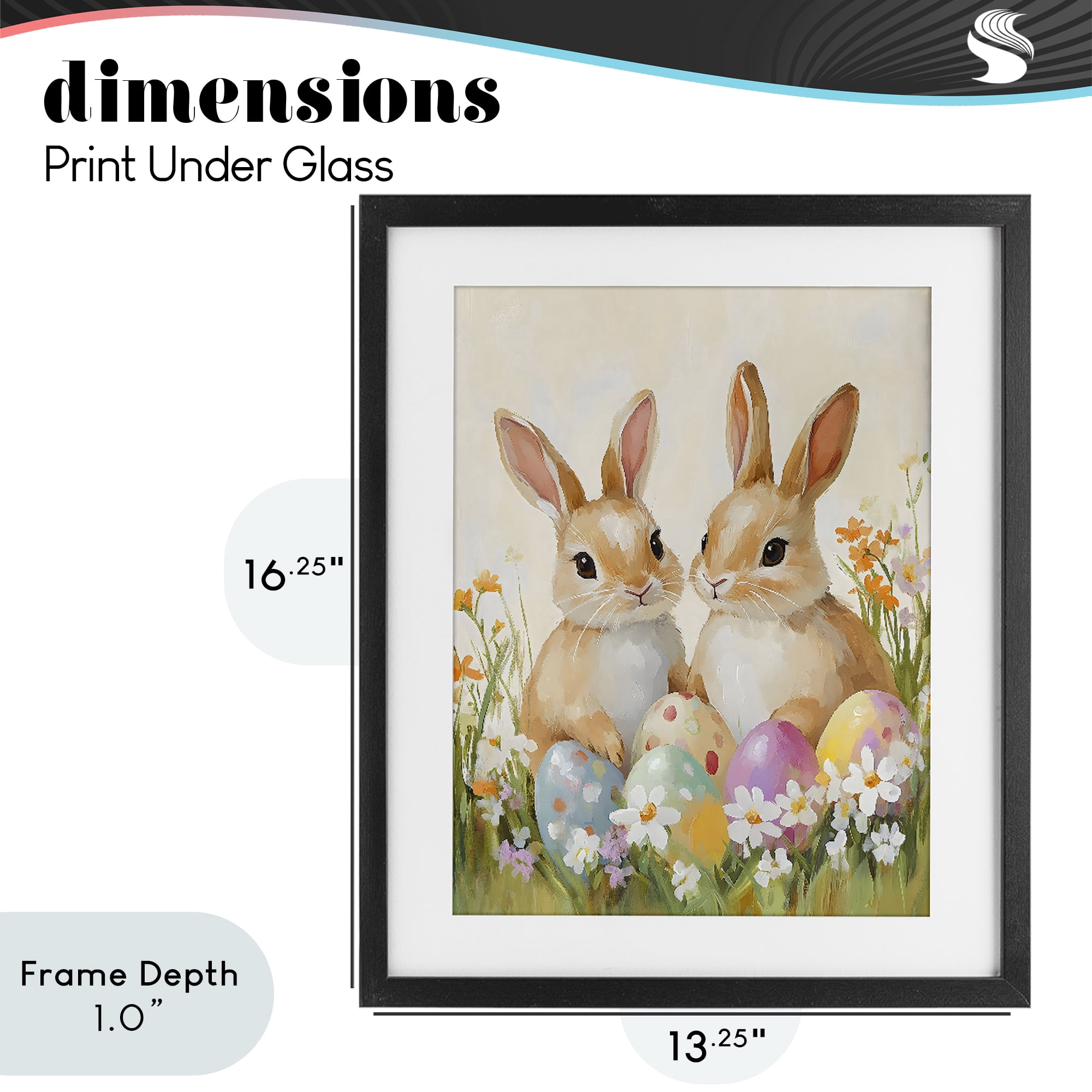 Stupell Industries Bunnies with Painted Easter Eggs Black Framed Print Under Glass, design by The Prints Vibe