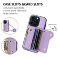 thumbnail image 2 of Wallet Case for iPhone 12 Pro / iPhone 12 6.1", Classic Lychee Texture PU Leather Purse Case with Accordion Card Slots, Protective Crossbody Flip Cover with Zipper Shoulder Strap Lanyard, Purple, 2 of 8