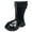 Black, variant on Fold Over Winter Riding Boots for Girls Fashion Buckle Strap Round Toe Back Zipper Mid Calf Long Booties White 3.5 Big Kid