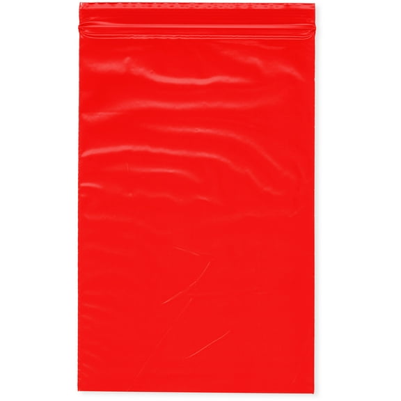 Plymor 6" x 9" (Pack of 100), Red 2 Mil Zipper Reclosable Plastic Bags