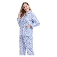 thumbnail image 3 of GLOBAL Women's 100% Cotton Flannel Pajama Set - Cozy Winter 2-Piece Loungewear with Button-Down Top & Pants, Size S-3XL, 3 of 6