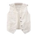 thumbnail image 2 of Joernso Women Denim Vest with Pockets Sleeveless Buton-down Loose Solid Color Cardigan V Neck Urban Style Waistcoat for Outdoor Travel Commuting, 2 of 8