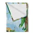 thumbnail image 2 of Leopard Soft Flannel Fleece Throw Blanket, Safari Vehicle in the Center of a Jungle with Animal on Top Adventurous Theme, Cozy Plush for Indoor and Outdoor Use, 50" x 60", Multicolor, by Ambesonne, 2 of 5