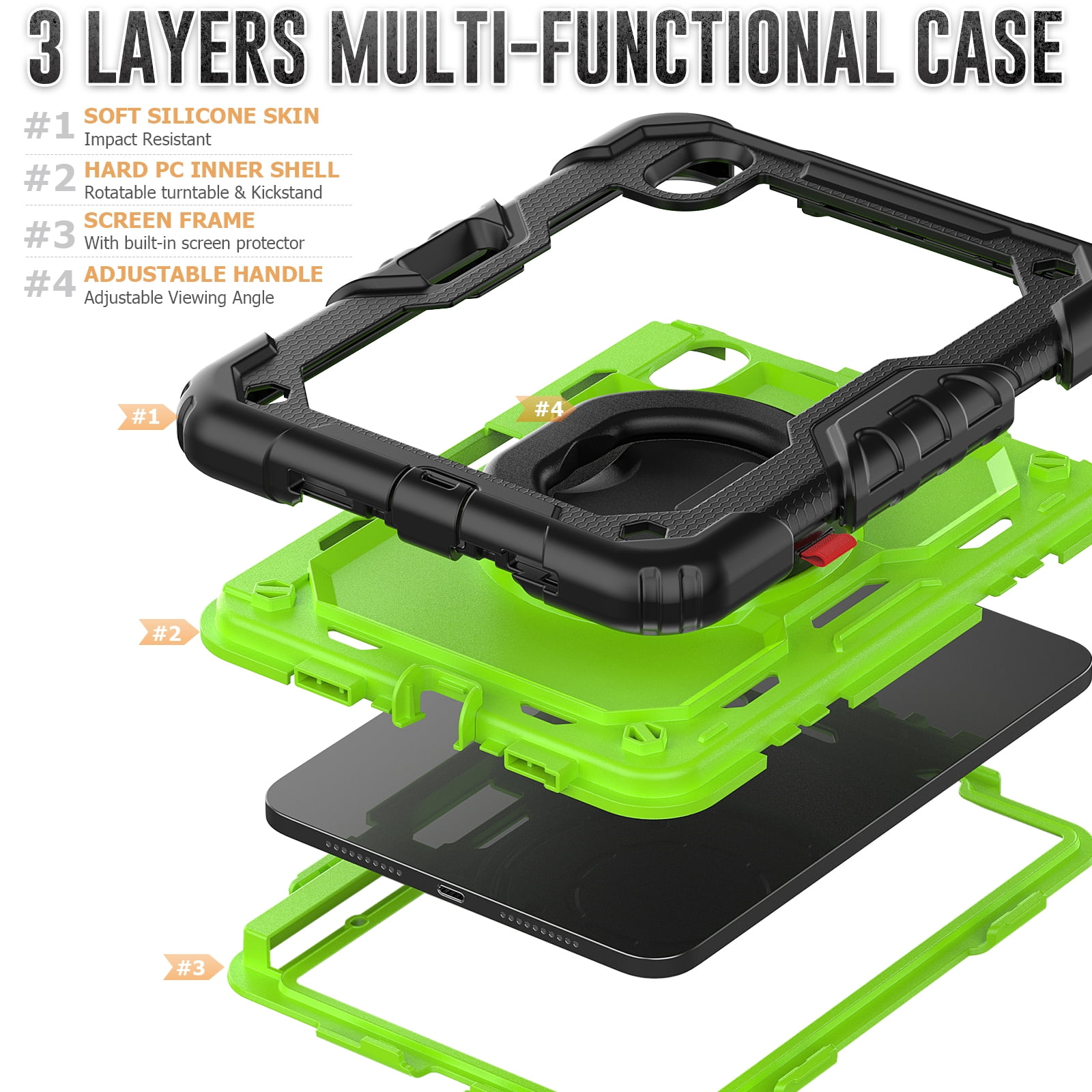 iPad Mini 6 Case 2021, Dteck 360 Rotating Heavy Duty Shockproof with Rugged Stand Pencil Holder for Kids Case for iPad Mini 6th Generation 8.3 Inch - Shoulder Strap, Screen Protector, B