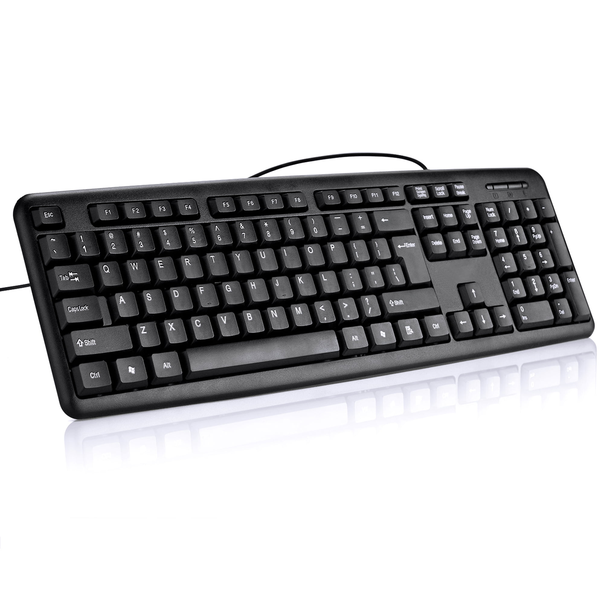 USB Wired Computer Keyboard for Windows 10 / 8 / 7 / Vista / XP (Black