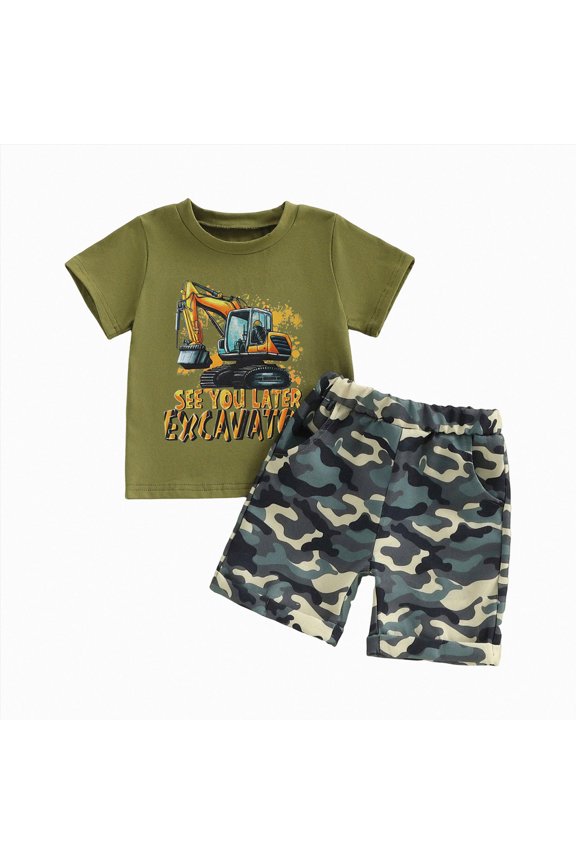 Boys Short Sleeved Shorts Suit Camouflage Matching Pocket Boys Set Winter Clothes Set 6-12 Months 12-24 Months 2T 3T 4T 5T 6T 7T 5-6 Years Camouflage
