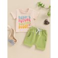 thumbnail image 2 of Suealasg Toddler Boys Father's Day Clothes 6M 1T 2T 3T Baby Summer Casual 2Pcs Outfits Letter Print Short Sleeve T-Shirts Tops Elastic Waist Shorts Set, 2 of 7