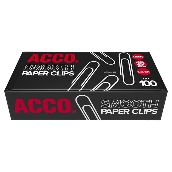ACCO Economy Paper Clips Smooth Jumbo Size 100Box Pack of 10 Boxes - Office