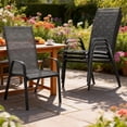 thumbnail image 7 of FUNDAZE Outdoor Dining Chairs Set of 2, Patio Dining Chair Stackable Armrest Patio Chairs Space Saving for Garden Backyard Deck, Gray, 7 of 7