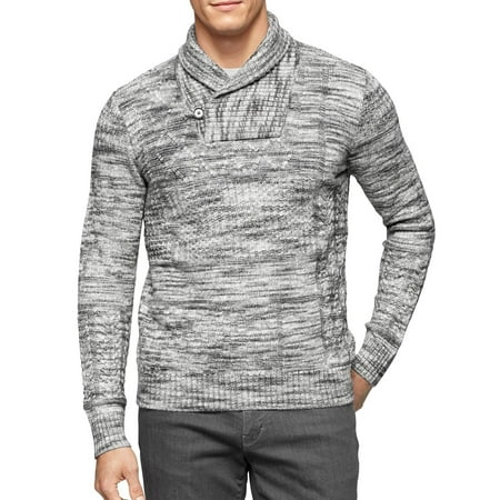 Calvin Klein NEW Gray Space Mens Size XL Shawl-Collar Patterned Sweater
