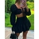 thumbnail image 3 of Sexy sólido Tops trajes mujer moda cinturón de corbata manga larga ahueca hacia fuera traje mujeres elegantes Mini faldas trajes mujer verano OutfitBlue 01M, 3 of 3