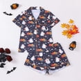 thumbnail image 2 of Gaexia Silk Pajamas Women Pumpkin Satin Pajama Set Print Short Sleeve Sleepwear Button Down Pjs Shorts Set Loungewear Sleepwear Button Down 2 Piece Pjs Shorts Set, 2 of 8